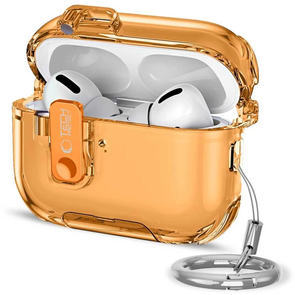 Dėklas „Tech-Protect Bounce Pro“ ausinės, skirtos „Apple AirPods Pro 3“, kosminės oranžinės spalvos