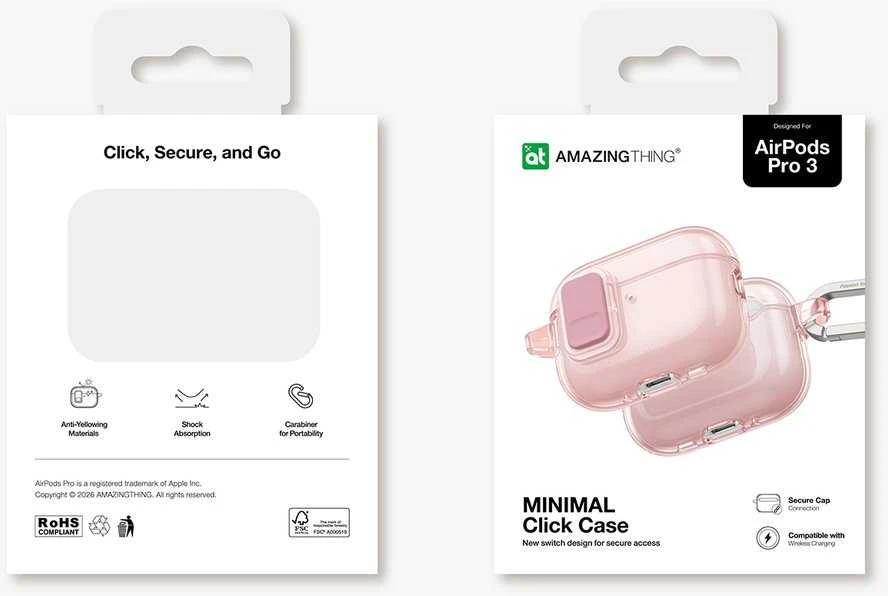 Dėklas AmazingThing Minimal Case for AirPods Pro 3 - Rožinė