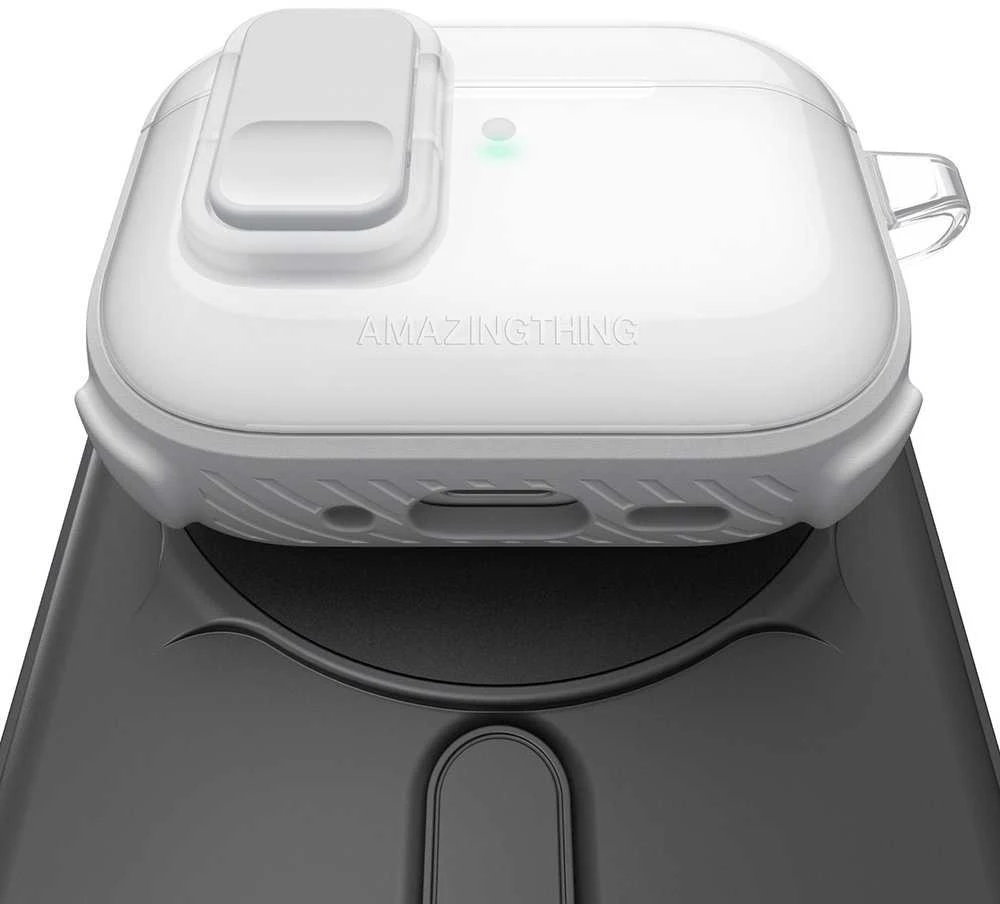 „AmazingThing Titan Pro Mag“ skaidrus dėklas, skirtas „AirPods Pro 3“ - Baltas