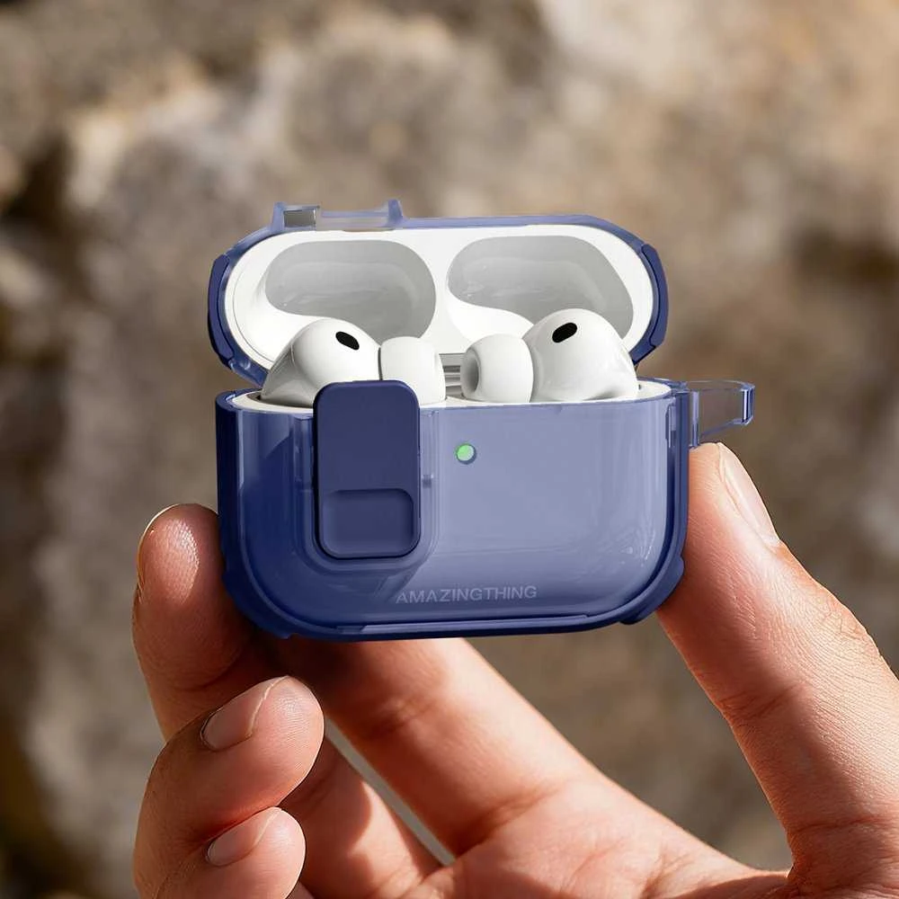 „AmazingThing Titan Pro Mag“ skaidrus dėklas, skirtas „AirPods Pro 3“ - Mėlyna