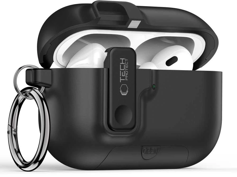 „Tech-Protect“ plonas kabliuko dėklas, skirtas „AirPods Pro 3“ ausinėms – Juodas