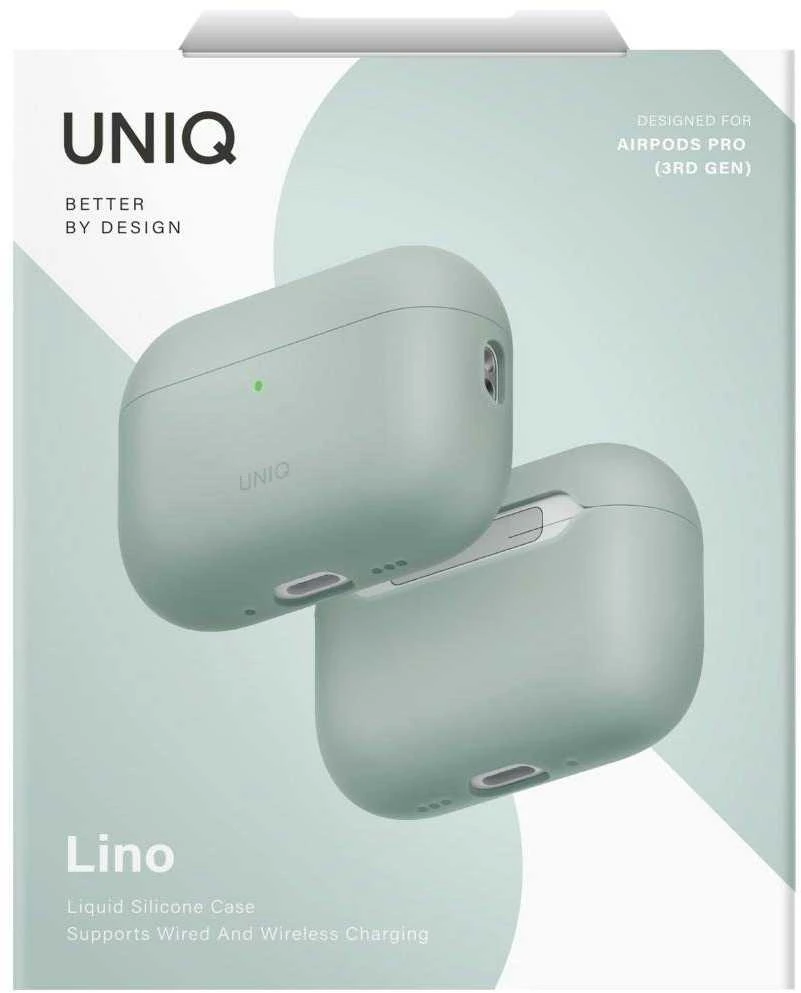 Dėklas UNIQ Lino skirtas AirPods Pro 3 gen Silicone žalios spalvos