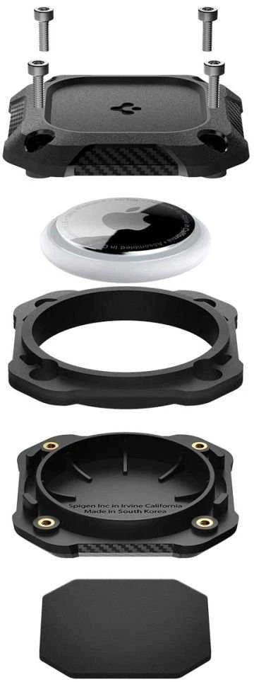 Spigen Tough Armor dėklas skirtas AirTag 1/2 – juodos spalvos