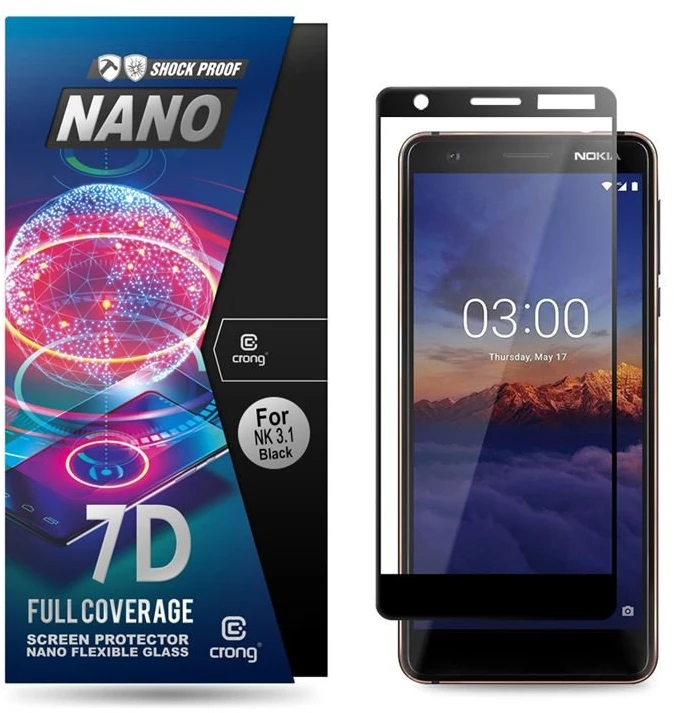 Crong 7D Nano Flexible Glass – Full Coverage Hybrid Screen Protector 9H Nokia 3.1