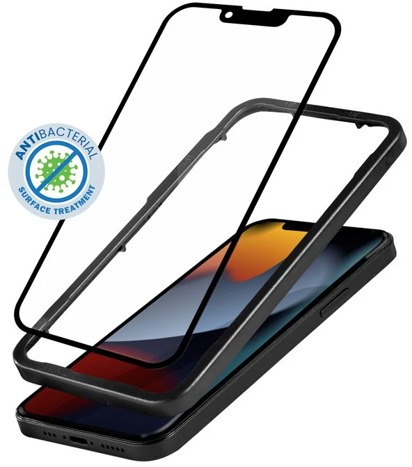Crong Anti-Bacterial 3D Armour Glass - 9H apsauginis stiklas skirtas the entire screen of the Apple iPhone 14 Plus / Apple iPhone 13 Pro Max + installation frame