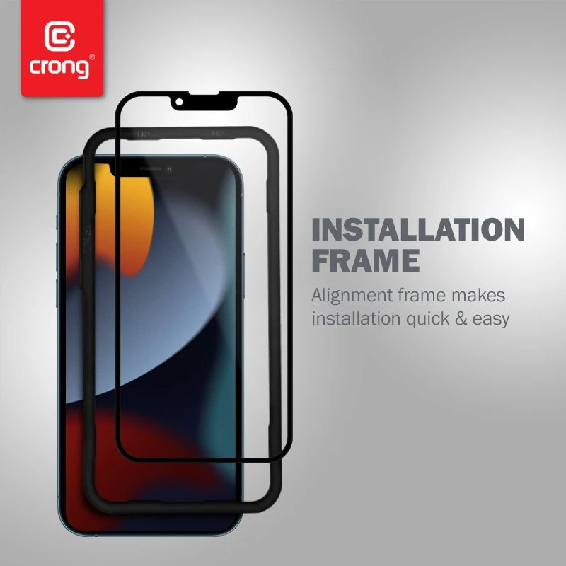 Crong Anti-Bacterial 3D Armour Glass - 9H apsauginis stiklas skirtas the entire screen of the Apple iPhone 14 Plus / Apple iPhone 13 Pro Max + installation frame