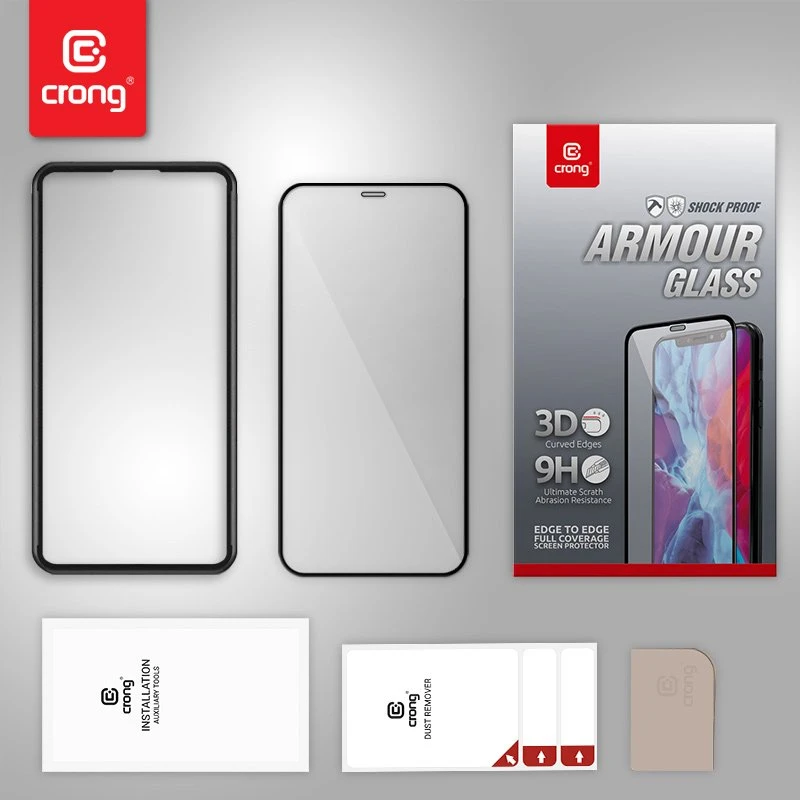 Crong Anti-Bacterial 3D Armor Glass - 9H apsauginis stiklas skirtas the entire screen of the Apple iPhone 12 Mini + installation frame