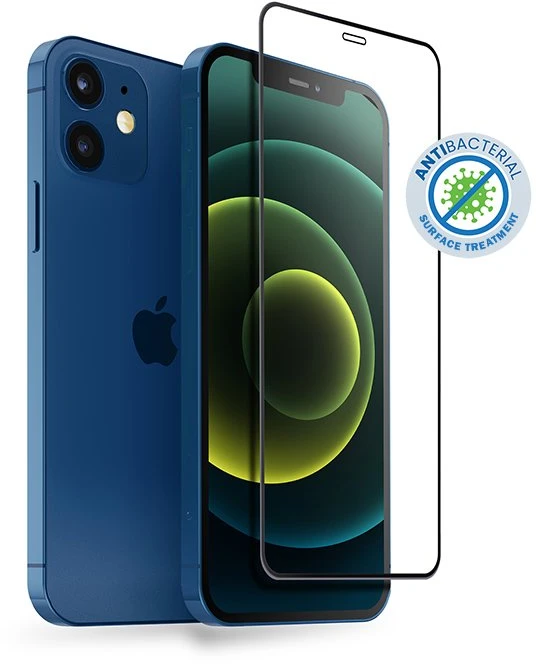 Crong Anti-Bacterial 3D Armor Glass - 9H apsauginis stiklas skirtas the entire screen of the Apple iPhone 12 Mini + installation frame