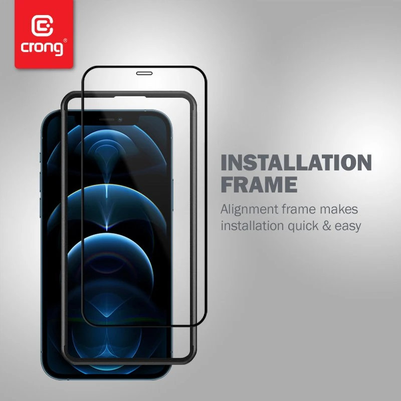 Crong Anti-Bacterial 3D Armor Glass - 9H apsauginis stiklas skirtas the entire screen of the Apple iPhone 12 Mini + installation frame