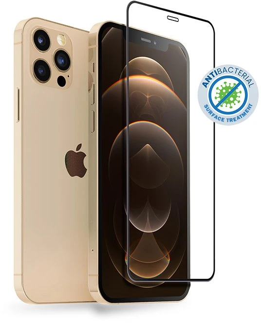 Crong Anti-Bacterial 3D Armor Glass - 9H apsauginis stiklas skirtas the entire screen of the Apple iPhone 12 Pro Max + installation frame