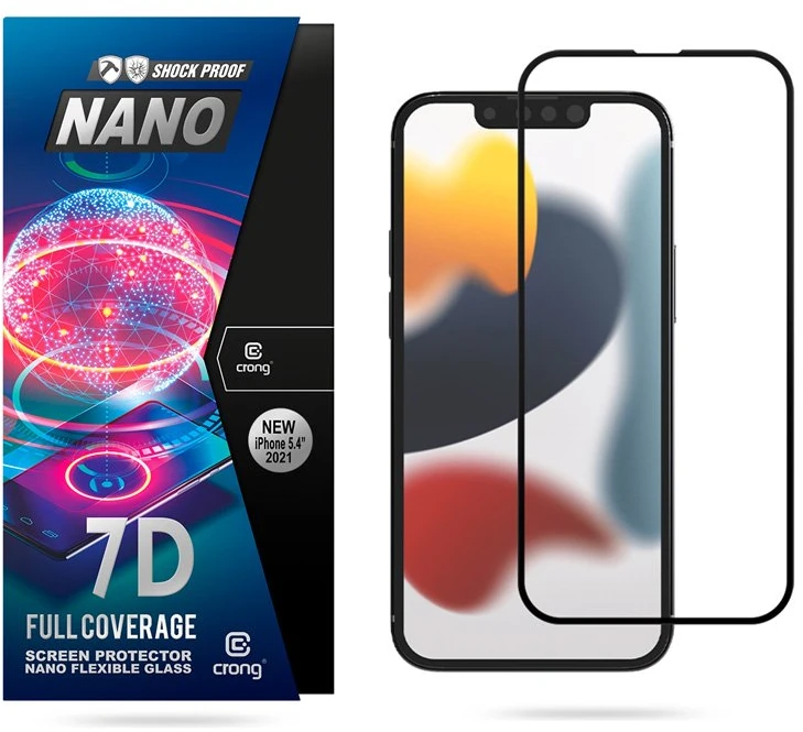 Crong 7D Nano Flexible Glass – Full Coverage Hybrid Screen Protector 9H Apple iPhone 5.4 Apple iPhone 13 mini