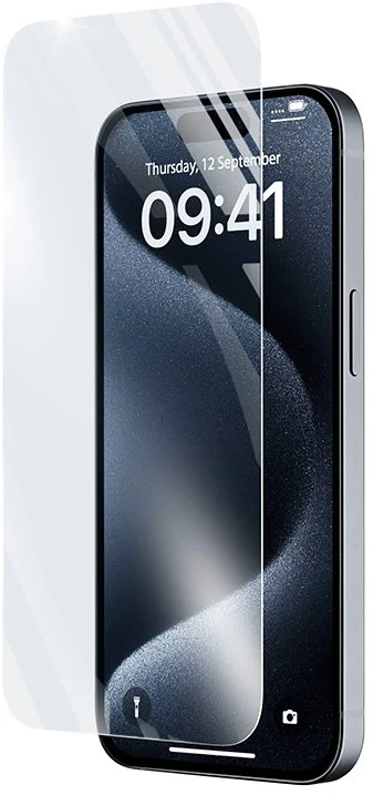 „Cellular Line Cellularline Impact Glass“ – grūdintas apsauginis stiklas, skirtas „Apple iPhone 15“ / „Apple iPhone 15 Pro“.