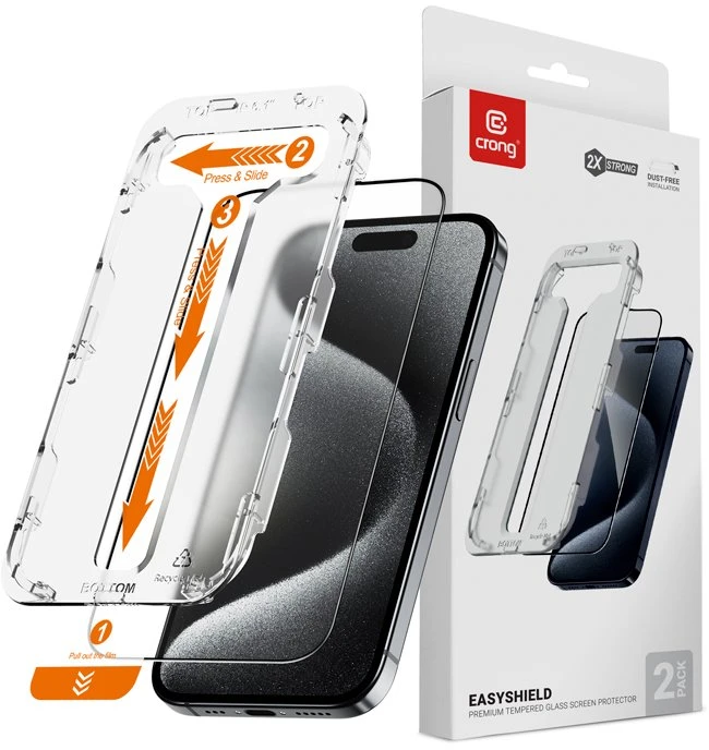Crong EasyShield 2 vnt. - Apsauginis stiklas skirtas Apple iPhone 15 Pro Max (2 vnt)