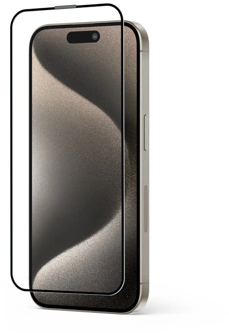 Crong Anti-Bacterial 3D Armor Glass – 9H viso ekrano grūdintas stiklas, skirtas iPhone 15 Pro Max + montavimo rėmelis