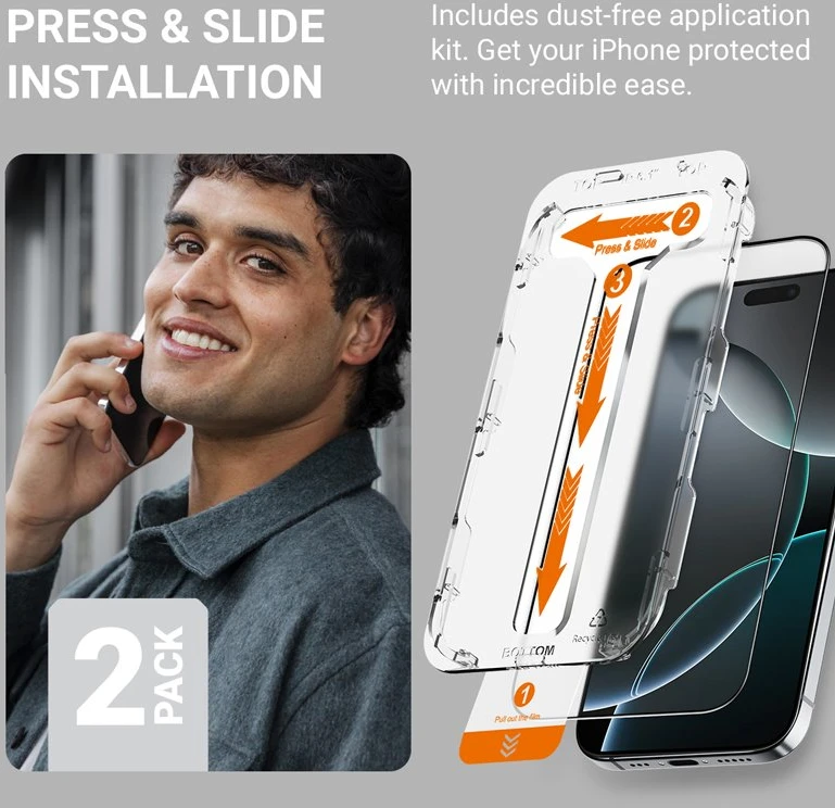 Crong EasyShield 2 vnt. - Apsauginis stiklas skirtas Apple iPhone 15 Pro Max (2 vnt)