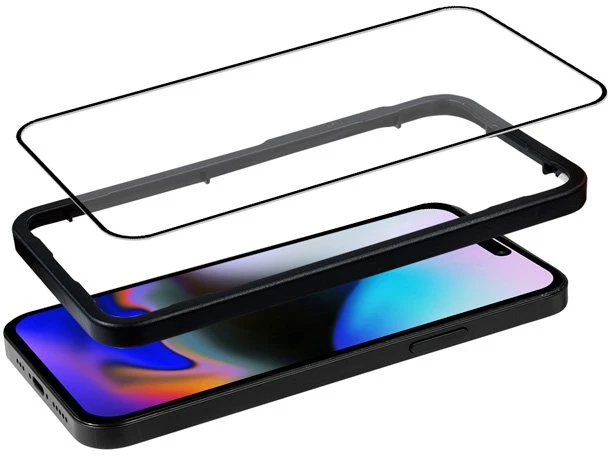 Crong Anti-Bacterial 3D Armor Glass – grūdintas stiklas 9H visam ekranui iPhone 16 Pro Max + montavimo rėmelis