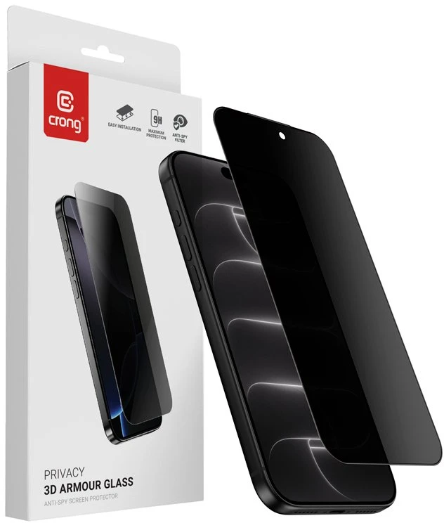 Apsauginis stiklas iPhone 18 Pro Crong Privacy 3D Armour Glass