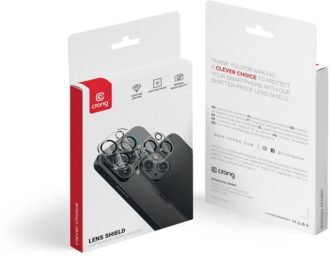 Crong Lens Shield – fotoaparatas ir objektyvo stiklas, skirtas iPhone 15 Pro / iPhone 15 Pro Max