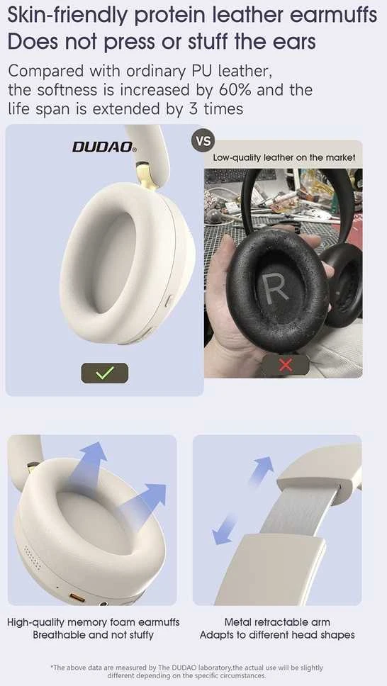 Dudao X22 Max Belaidės Ant ausų uždedamos Bluetooth Ausinės with ANC - rusvai gelsvas