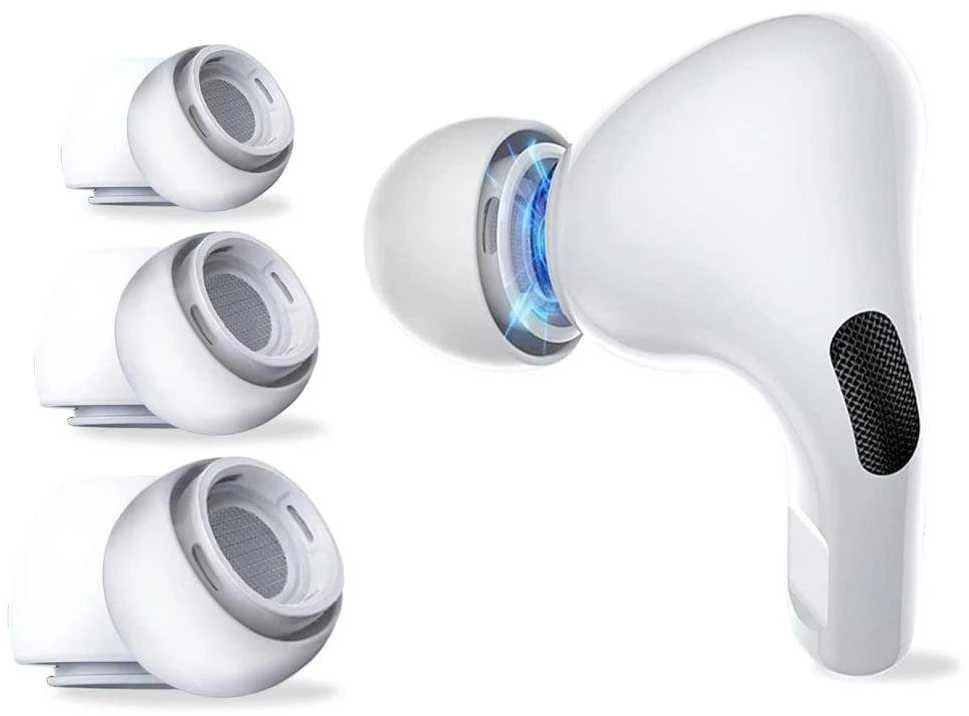 Ausinės „Tech-Protect“ ausų antgaliai, skirti „AirPods Pro 1/2“, S / M / L dydžių – baltos spalvos (3 vnt.)