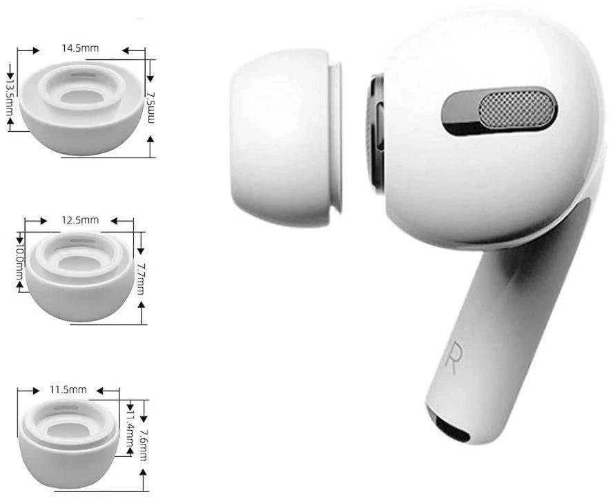 Ausinės „Tech-Protect“ ausų antgaliai, skirti „AirPods Pro 1/2“, S / M / L dydžių – baltos spalvos (3 vnt.)