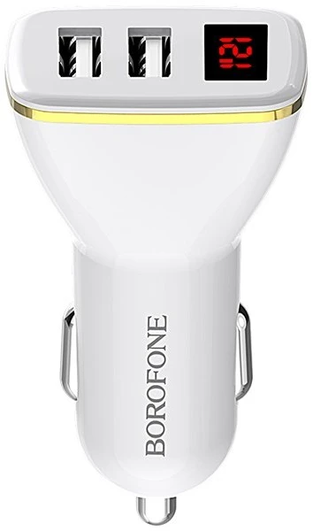 Dėklas Automobilinis įkroviklis Borofone BZ11 Speed Map Dual Port baltas