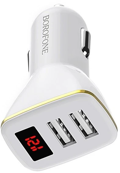Dėklas Automobilinis įkroviklis Borofone BZ11 Speed Map Dual Port baltas