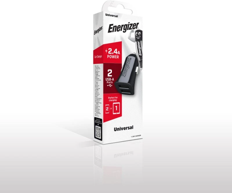 Dėklas Energizer Classic - Car įkroviklis 2x USB-A 2.4A 12W juodos spalvos
