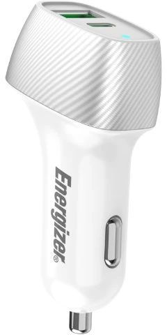 Dėklas Energizer Ultimate - Įkroviklis samochodowa USB-C & USB-A 38W PD + QC3.0 (Baltas / Sidabrinė)