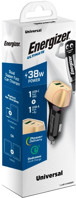 Dėklas Phoneparts Energizer CAC 38W PD QC3 GOLD/Juodas