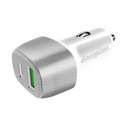 Dėklas Energizer Ultimate - Įkroviklis samochodowa USB-C & USB-A 38W PD + QC3.0 (Baltas / Sidabrinė)