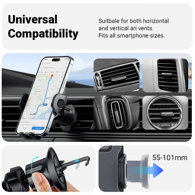 Crong Carclip Universal Air Vent Car Holder - juodas