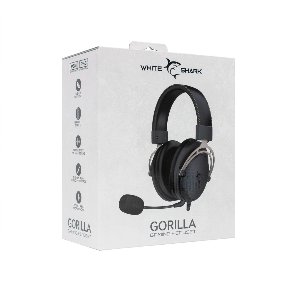 Ausinės White Shark Baltas Shark GH-2341 Gorilla juoda ir pilka
