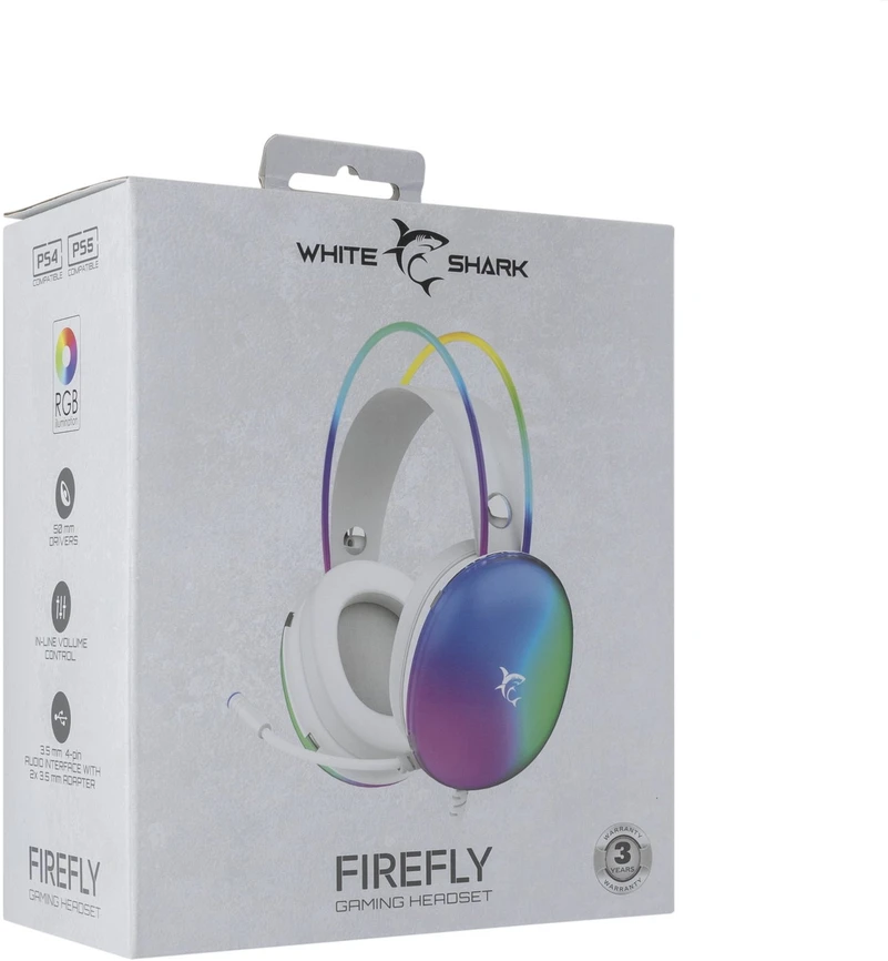 Ausinės White Shark Baltas Shark Firefly balta
