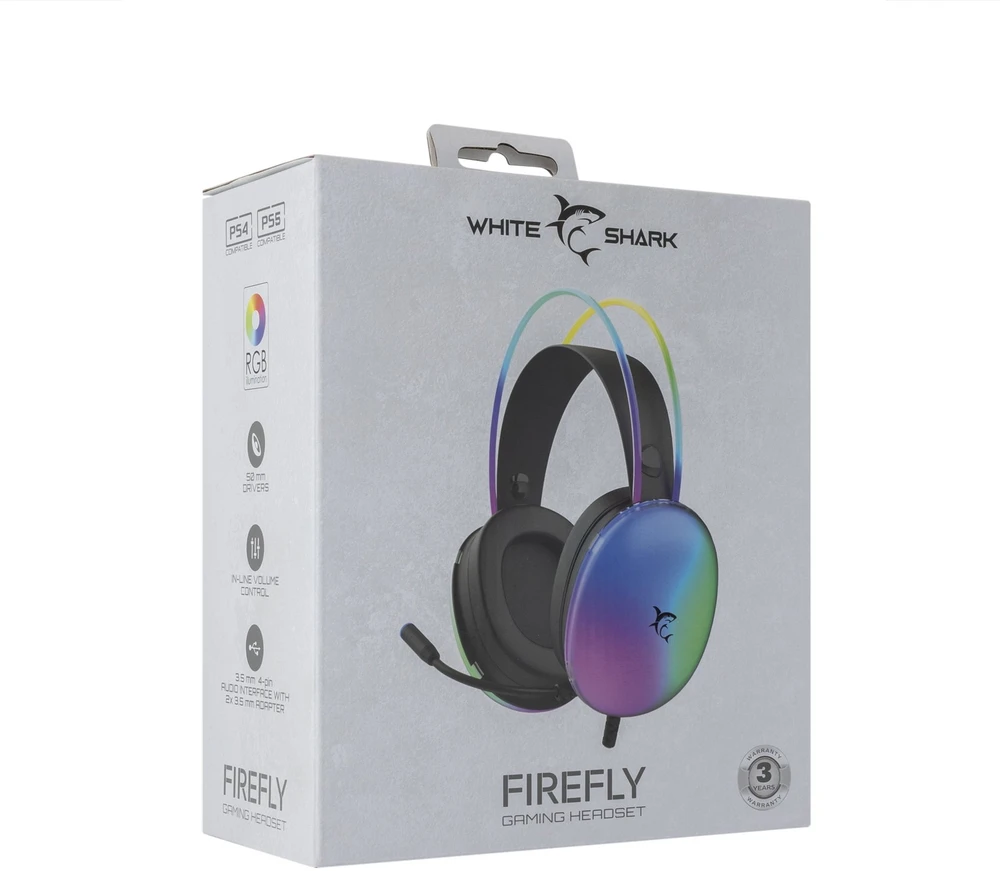 Ausinės White Shark Baltas Shark Firefly juoda
