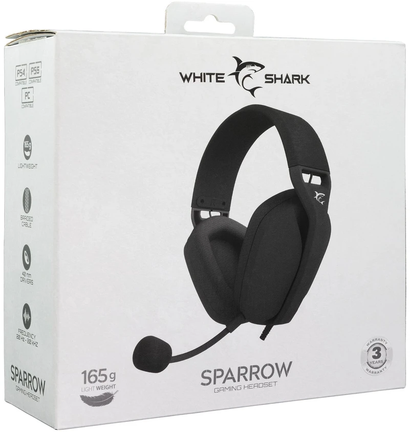 Dėklas Baltas Shark GH-2443 Sparrow Juodas žaidimų ausinės