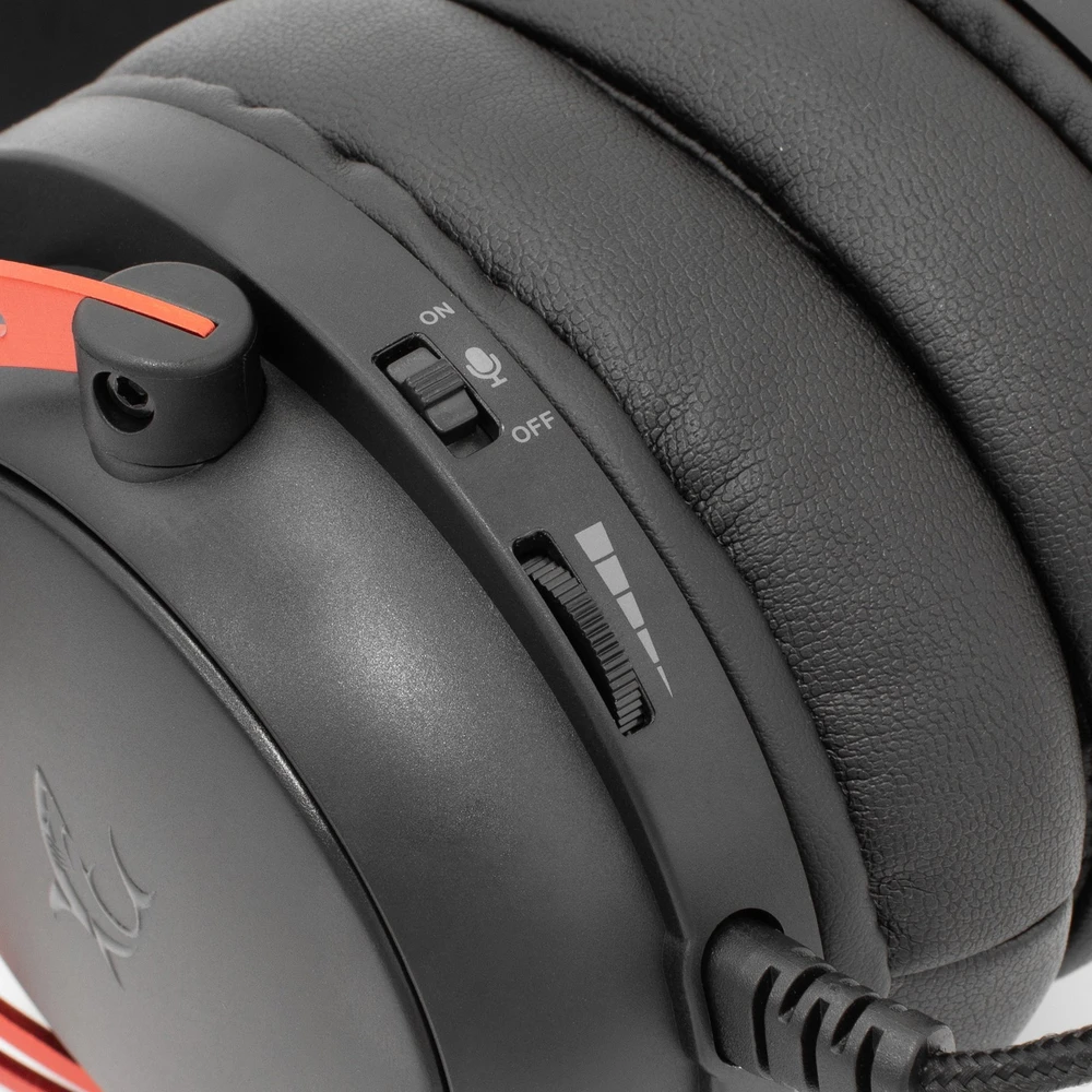 White Shark Baltas Shark Baltas Shark žaidimų ausinės GORILLA, su mikrofonu,PC, PS4/PS5, MAC, juodos spalvos/Raudona (GH-2341)