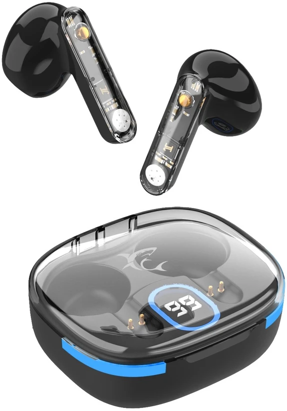 Dėklas Baltas Shark HYPERBEAT juodos Bluetooth į ausį įdedamos ausinės