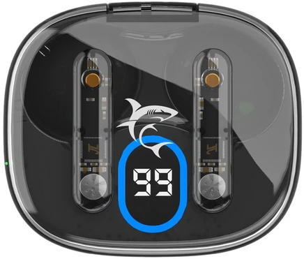 Dėklas Baltas Shark HYPERBEAT juodos Bluetooth į ausį įdedamos ausinės