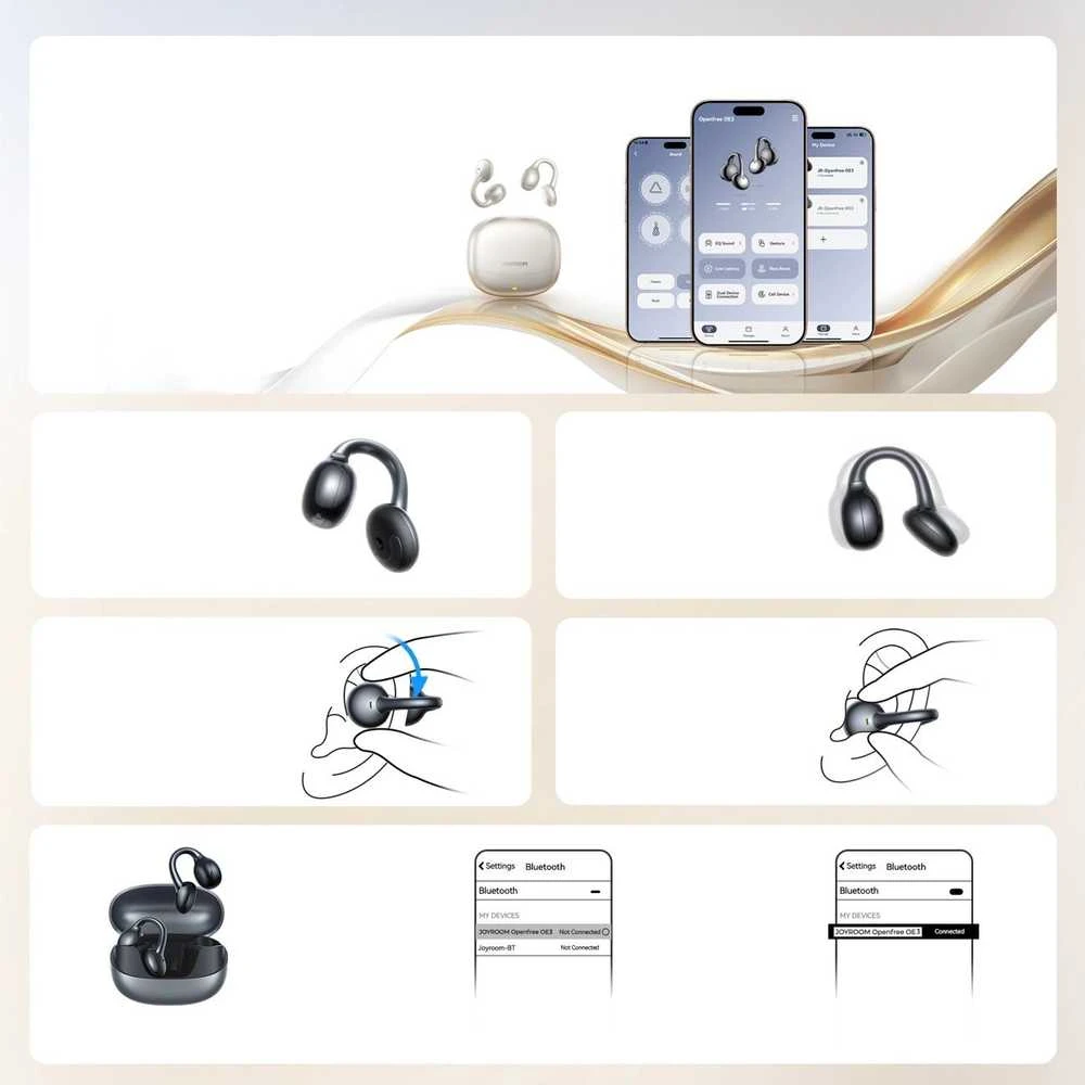 Belaidės ausinės Joyroom Openfree JR-OE3 TWS – juodos spalvos