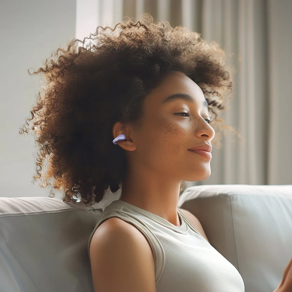 OWS QCY Crossky C30 ausinės su spaustuku IPX4 Bluetooth 5.4 - Violetinė