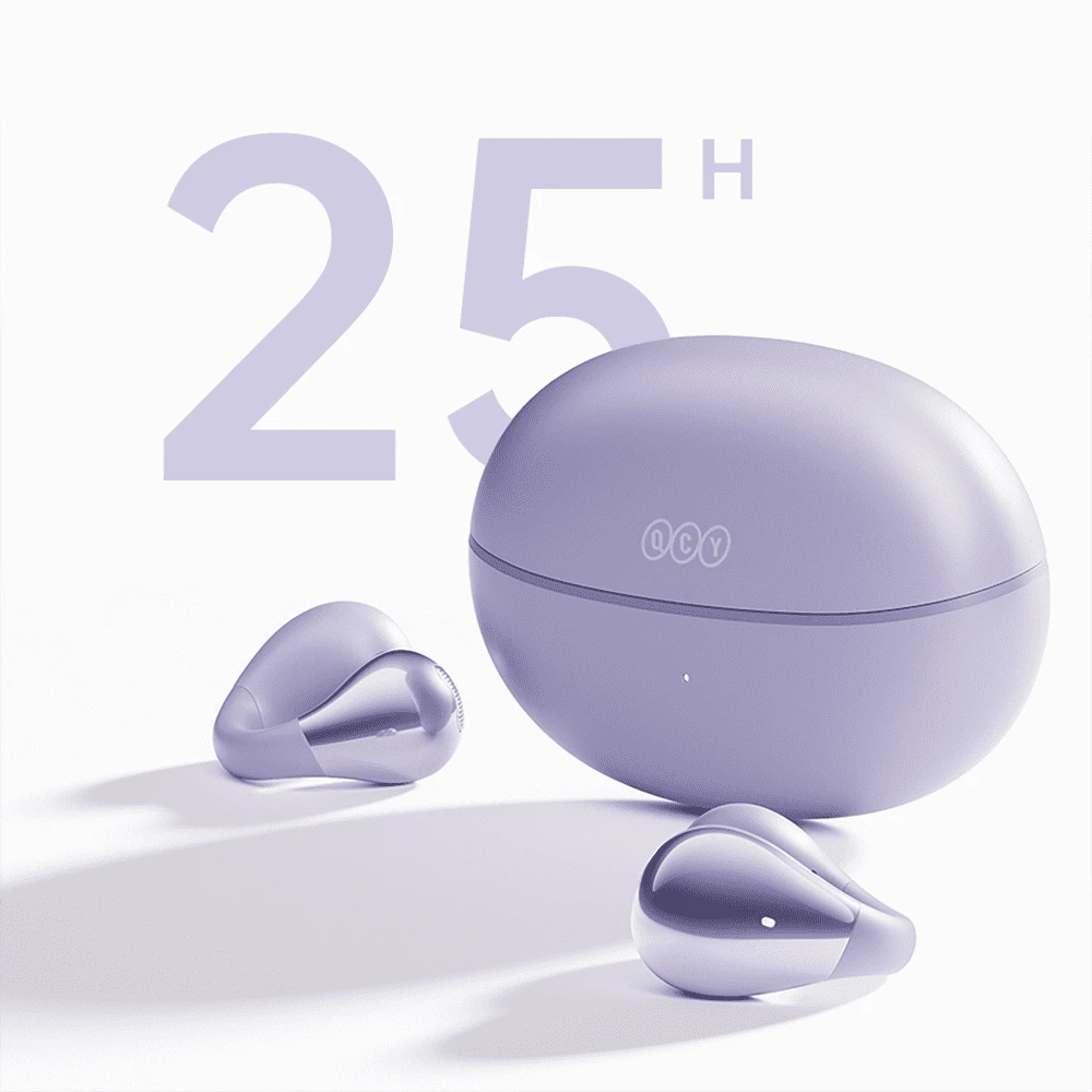 OWS QCY Crossky C30 ausinės su spaustuku IPX4 Bluetooth 5.4 - Violetinė