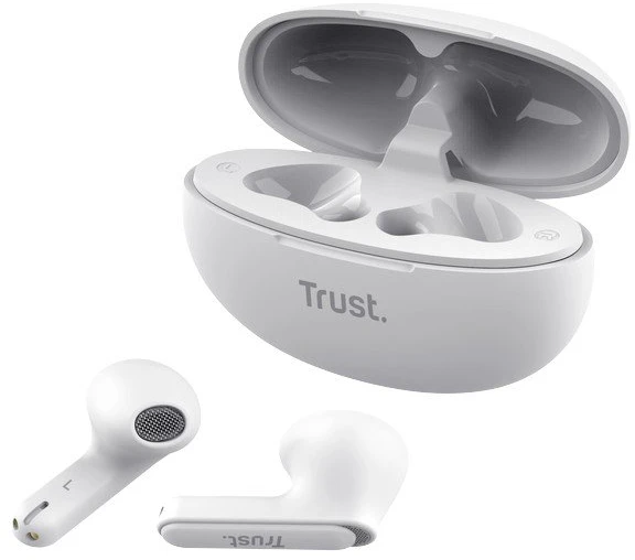 Trust Yavi - Belaidės ausinės Įstatomos į ausis (į ausis įkišamos tipo) ausinės Bluetooth TWS su etui ładującym & ENC (Baltas)