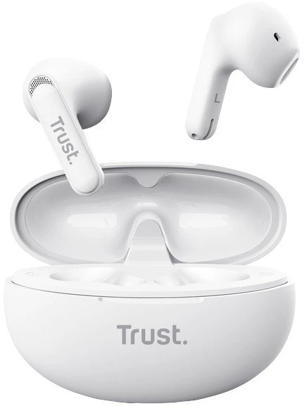 Trust Yavi - Belaidės ausinės Įstatomos į ausis (į ausis įkišamos tipo) ausinės Bluetooth TWS su etui ładującym & ENC (Baltas)