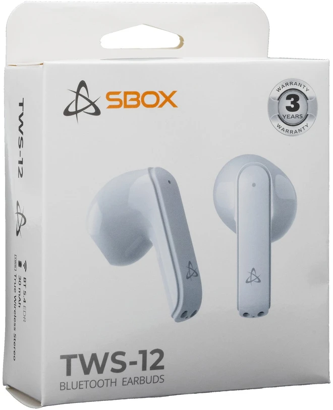 Dėklas Belaidės į ausį įdedamos Bluetooth ausinės Sbox EB-TWS12 Baltas
