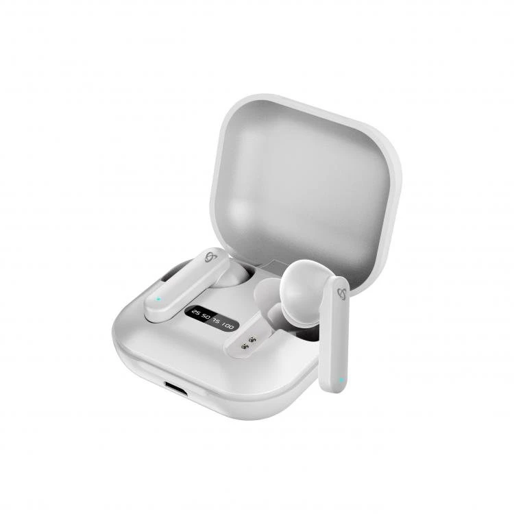 Dėklas Belaidės į ausį įdedamos Bluetooth ausinės Sbox EB-TWS72, baltos