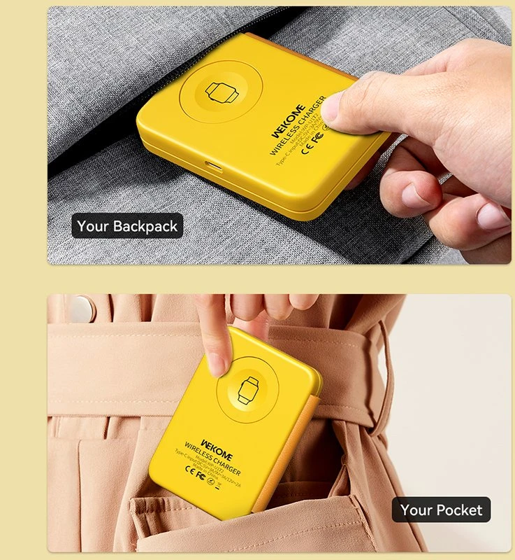 WEKOME WP-U172 - 3-in-1 belaidis įkroviklis su MagSafe for Apple iPhone, Apple Watch, and AirPods + Mirror Geltona