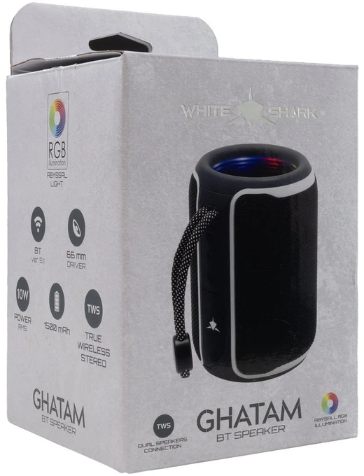 White shark Bluetooth garsiakalbis Baltas Shark Ghatam, juodas/baltas