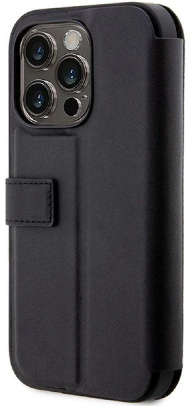 BMW BMBKP14L22RVSK dėklas Apple iPhone 14 Pro 6.1″ juodos spalvos bookdėklas Leather Stamp Mėlyna Lines