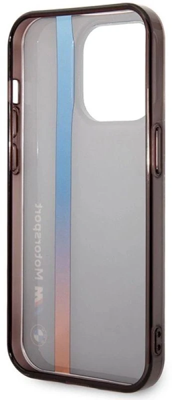 Dėklas BMW BMHCP14L22HVGV Apple iPhone 14 Pro 6.1″ juodos spalvos IML Tricolor Stripe